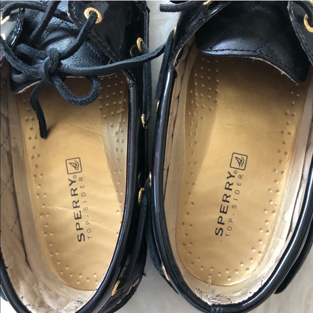 Black Sperry 9.5 Quilted Loafer Shoes flats boat loafers work shoes comfortable - Picture 6 of 8